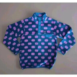 PATAGONIA Synchilla Snap T fleece/Pop dots Underwater blue Purple Girls L(12) A1